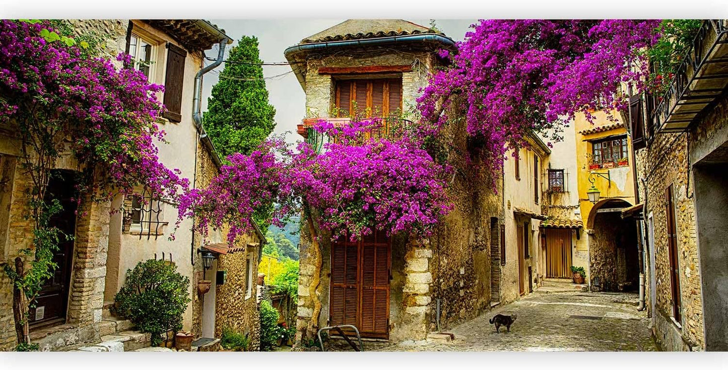 artgeist Wall Mural Architecture 216x98 in - XXL Non-Woven Corner Wallpaper Fleece Angle Wall Decor Photo Print Picture Image Design Modern Landscape Alley Flowers City d-B-0294-a-a