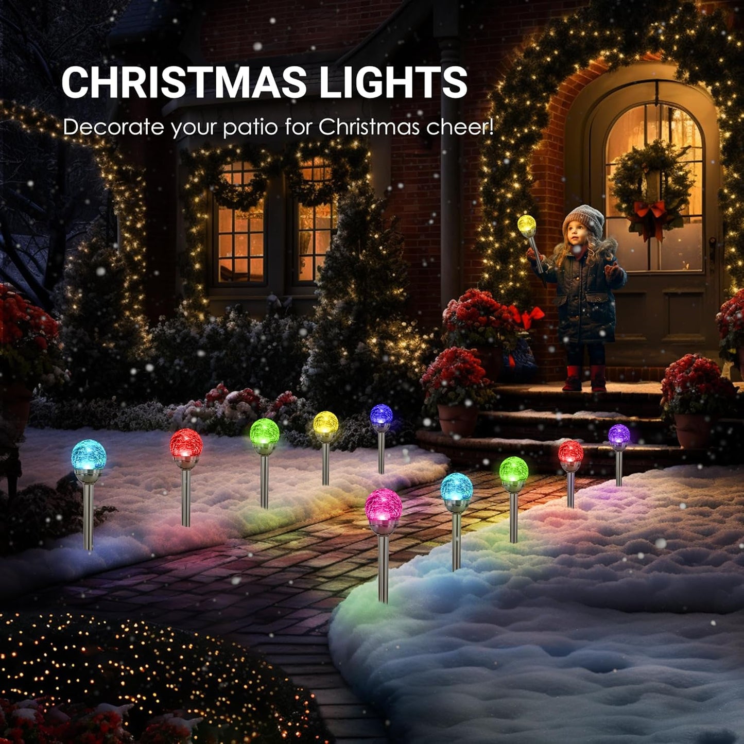 SOLPEX Solar Garden Lights Outdoor, 6 Pack Multi-Color Changing&White 2 Modes Solar Powered Glass Ball Garden Lights, Waterproof for Patio Decoration