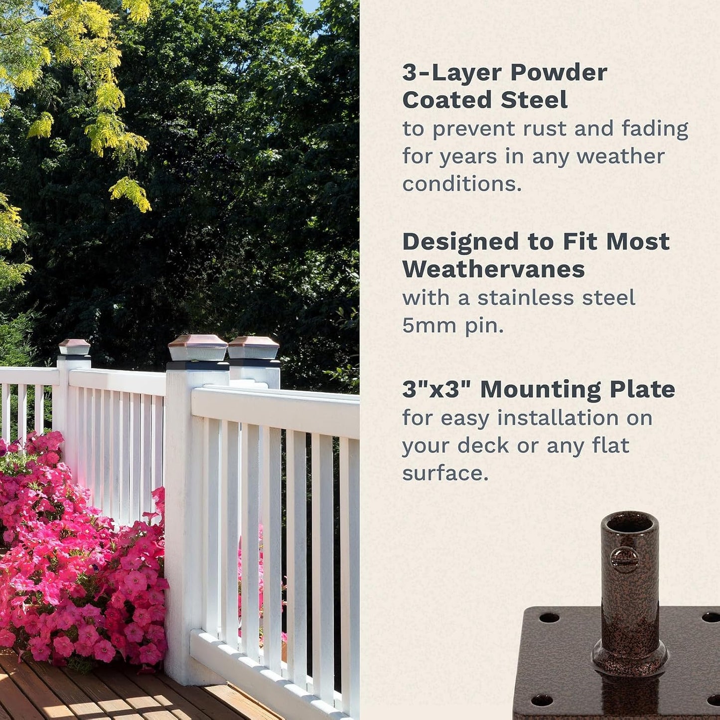 EZ Vane Birdhouse Weathervane — Deck Mount, Wind Cups, Antique Copper Finish, Steel with Durable Triple Powder Coating, Handcrafted in USA