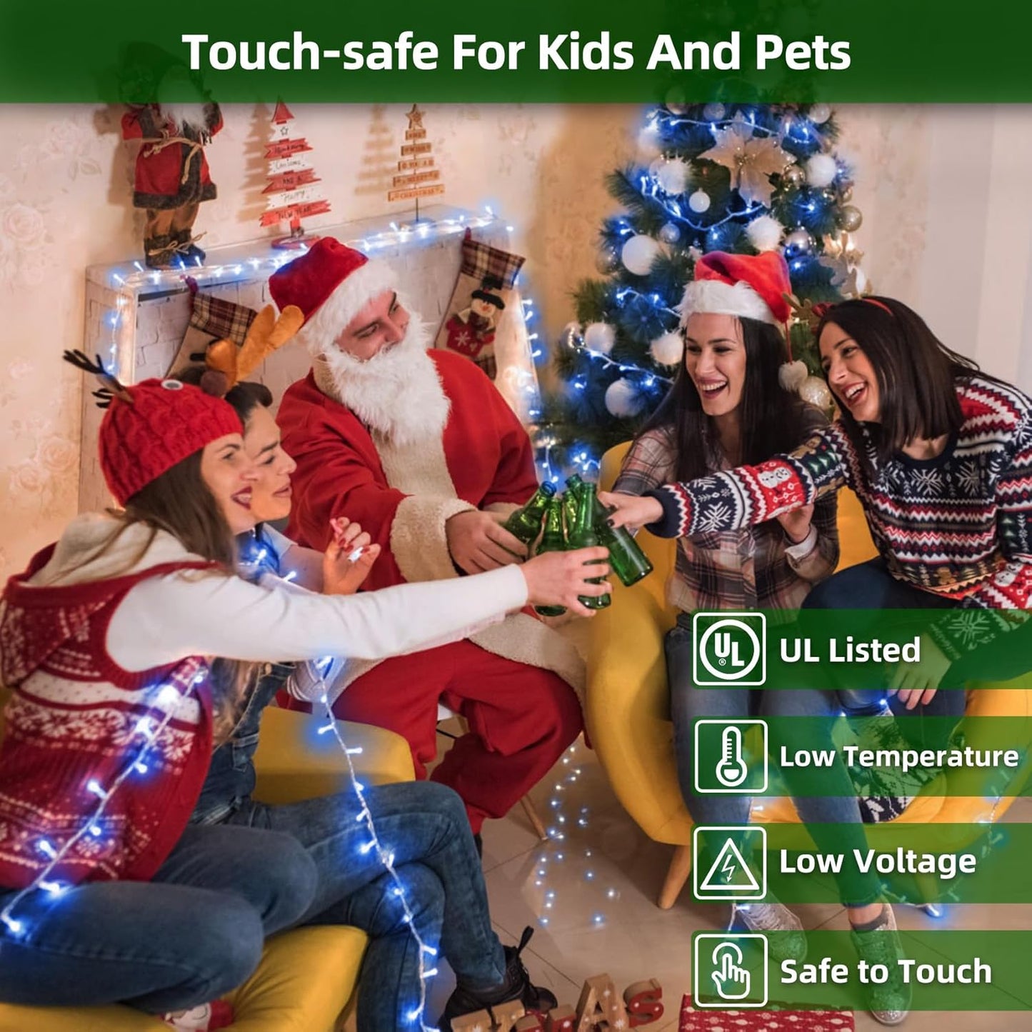 750 LED 240FT Christmas Lights Outdoor,12 Lighting Modes Christmas String Lights with Timer, Dimmable BlueLED StringLightsWaterproof for Yard Tree Wedding Party Holiday Decor Blue