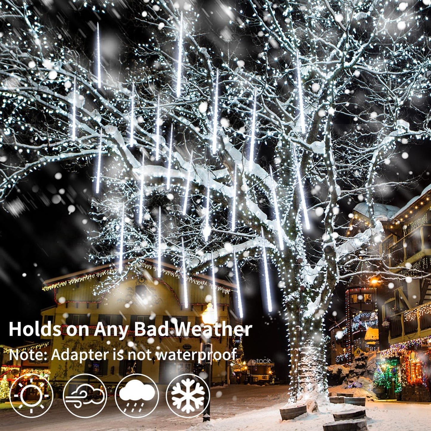 【2 Pack】 Christmas Lights Meteor Shower Rain Lights 12inch, Totally 20 Tube 480 LEDs Icicle Lights Outdoor Raindrop Lights for Xmas Halloween Wedding Party Tree Holiday Decoration, White