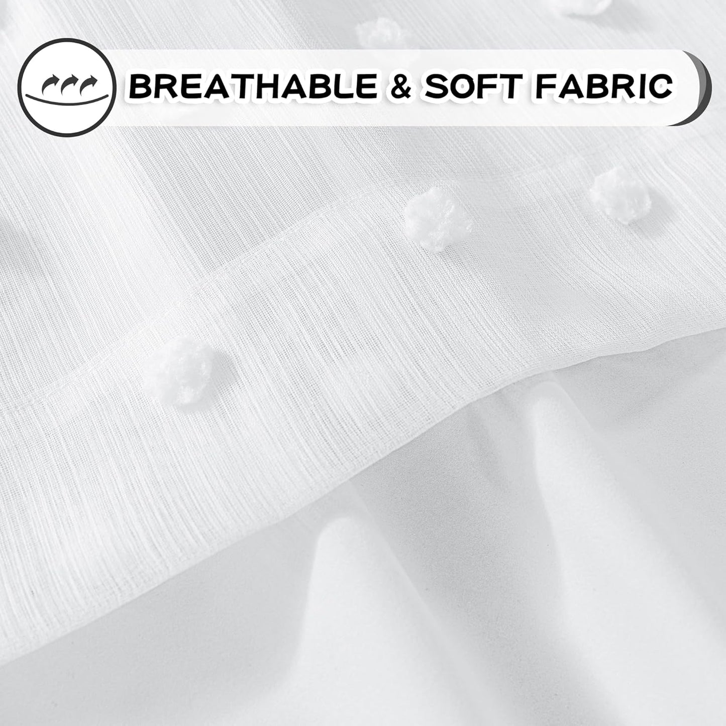 MYSKY HOME 100% Blackout Curtains for Living Room White Curtains 95 Inch Long Light Block Girls Room Drapes Thermal Insulated Room Darkening Curtains with Pom Pom Sheer Grommet 2 Pieces 52W x 95L