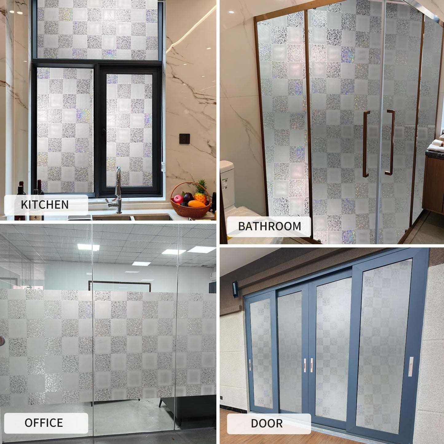 Window Film Privacy Day and Night with Installation Tools, Static Cling Glass Film Ideal for Home Shower Office Glass Door (White, 23.6 x 78.7 Inch)