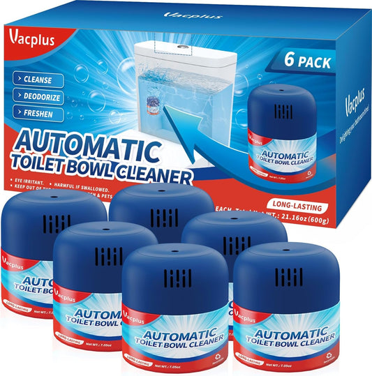 Vacplus Toilet Bowl Cleaners - 6 Pack, Krazy Clean Automatic Long-Lasting Toilet Cleaner Bottles, Easy-to-Use & Powerful Cleaning