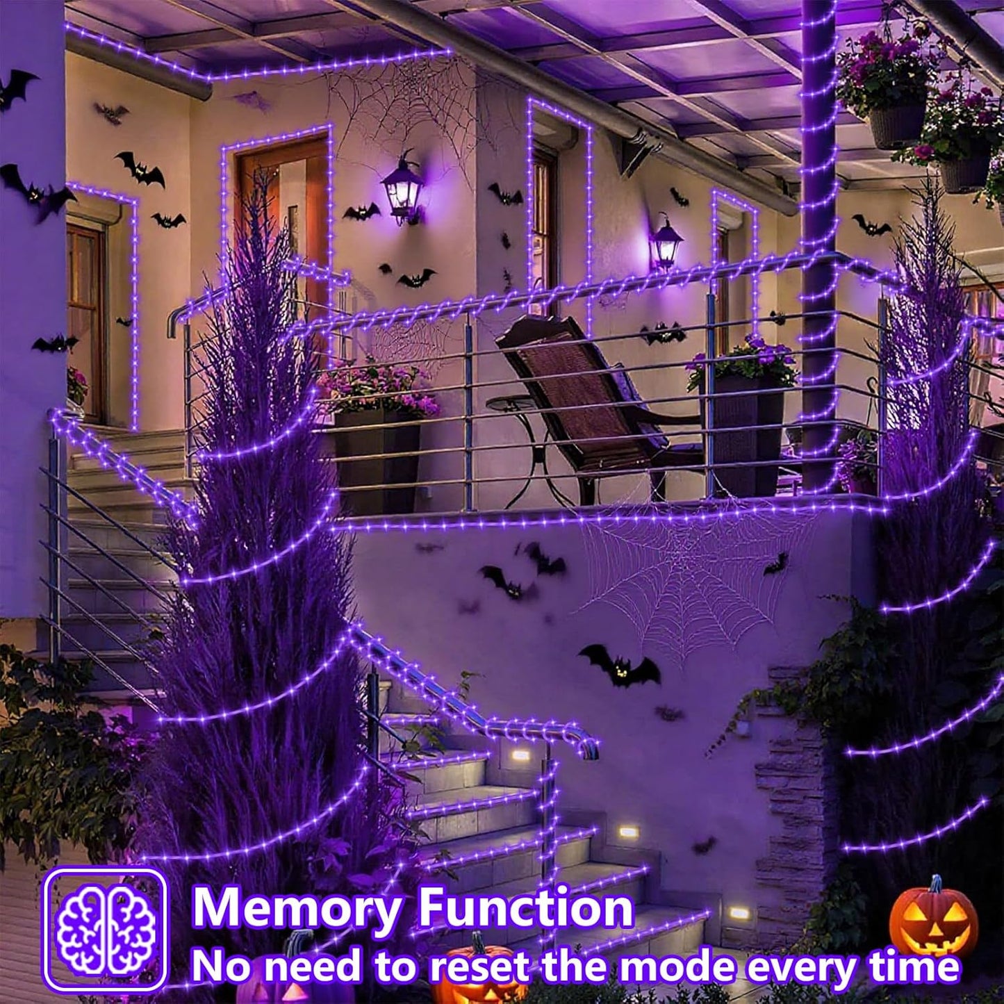 YEGUO 2 Packs Each 33ft 100 LED Solar Rope Lights Outdoor Waterproof, Purple String Lights for Outside, 8 Modes Fairy Lights in Clear Thin Tube for Camping Fence Patio Garden Trampoline Deck