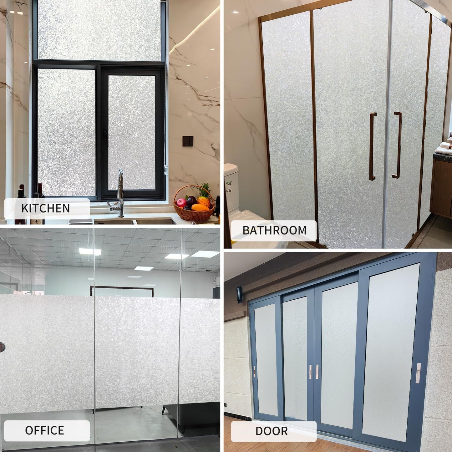 Window Film Privacy Day and Night with Installation Tools, Static Cling Glass Film Ideal for Home Shower Office Glass Door (Flash Diamond, 35.4 x 78.7 Inch)