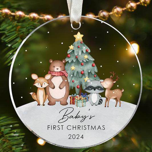 Baby's First Christmas Ornament 2024 - Acrylic Baby Boy Ornament