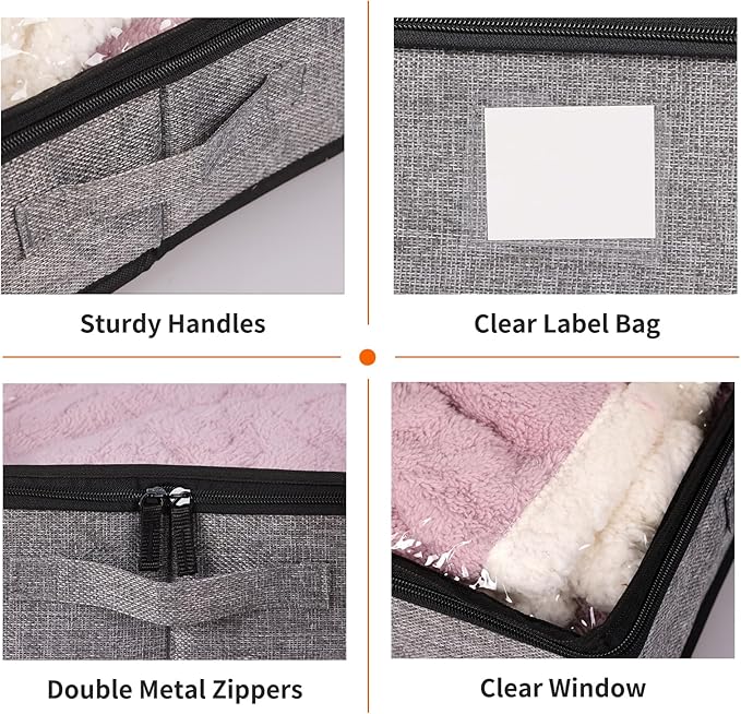 Fixwal 2 Pack Under Bed Storage Containers, Below 4.5 Inches Low Profile Underbed Organizer Clothes Storage with Sturdy Sidewalls and Bottom