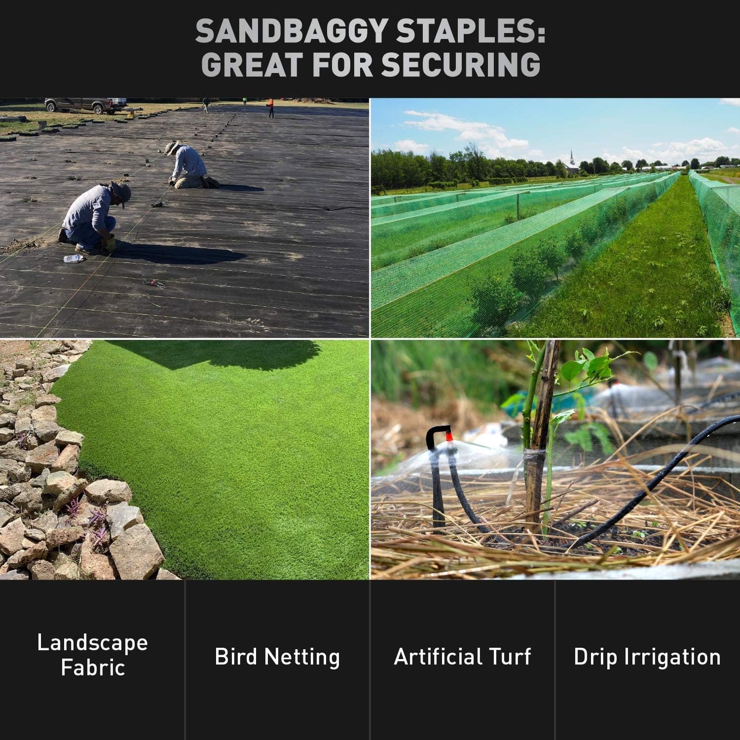 Sandbaggy 6 inch Landscape Sod Staples (9 Gauge Steel) ~ Great for Hard Soil - 20% Thicker Than Competition - Trusted by Farmers & Contractors Across USA (500 Staples)