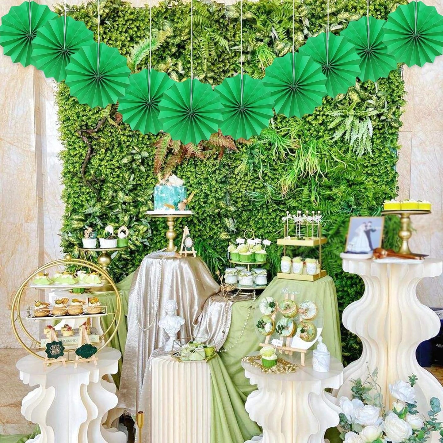 Green Party Decorations,Green Paper Decorations for Party,Tennis Party Decorations Party Paper Fans Bulk 8in,Graduation Decoration Classroom Decor,St Patrick's Day Decortions 30 Color DIY Set （Green）