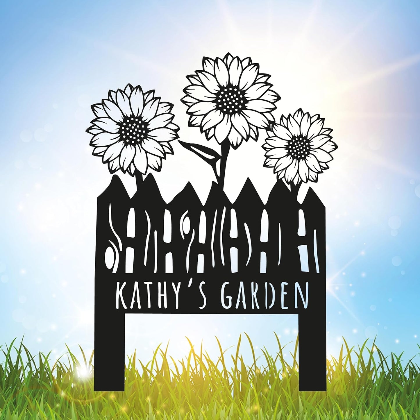 Custom Sunflower Metal Garden Sign with Stakes, Flower Garden Decor, Personalized Family Name Sign, Farmhouse Yard Decorative, Patio Art, Mother's Day Gift, Mom Gift, Housewarming Gift