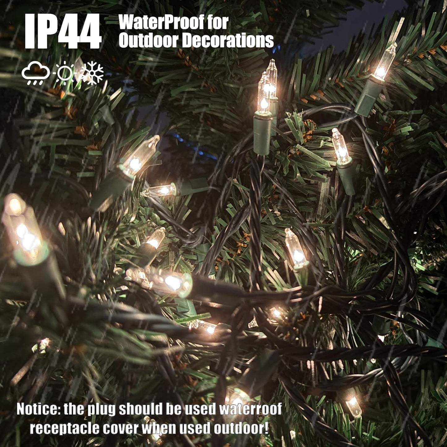 HISHINY Christmas Lights 100 Count Clear Christmas Tree Lights String with Green Wire for Outdoor Indoor Christmas Decorations Wedding Decorations Valentines Day Decor,UL Certified (21feet)