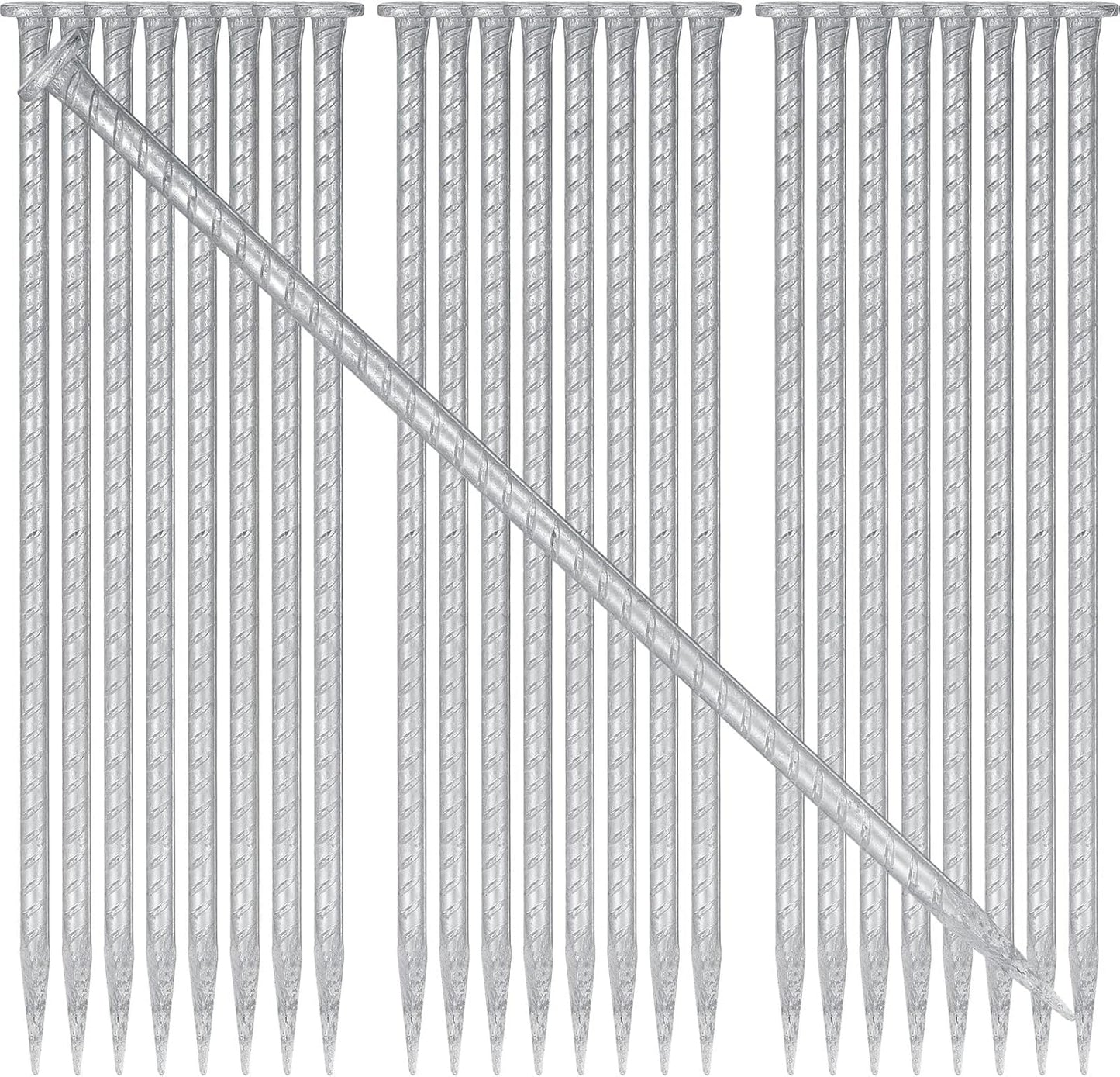 Tandefio 24 Pcs 14 inch Rebar Stakes, 1/2 Inch Diameter Threaded Galvanized Steel Ground Anchors Plant Support Garden Stakes, Heavy Duty Metal Landscape Spikes for Speed Bump Tent