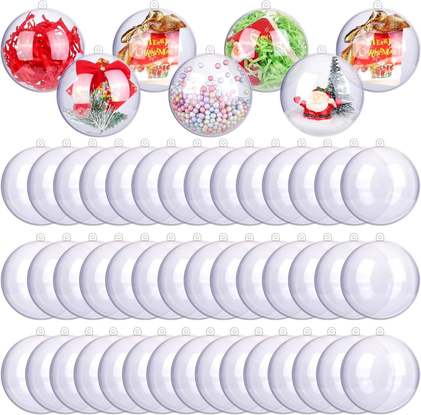 ANVAVO 50 Pieces 80mm Clear Plastic Fillable Ball Ornaments - DIY Craft Transparent Baubles for Christmas Tree Hanging - Shatterproof Decorations for New Years, Birthday, Wedding, Home Decor