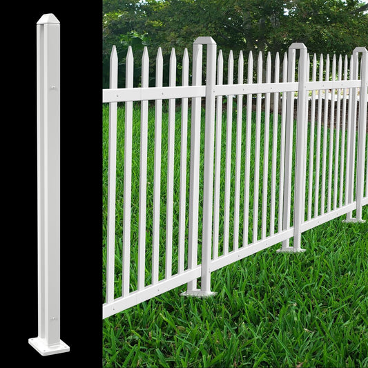Patio Vinyl Picket Fence Post Kit 30" High for Straight PVC Decorative Fence, Installed in Muddy Floor & Cement Ground, White Fence Column Accessories for Outdoor Front Yard Garden Dog Fence Panel