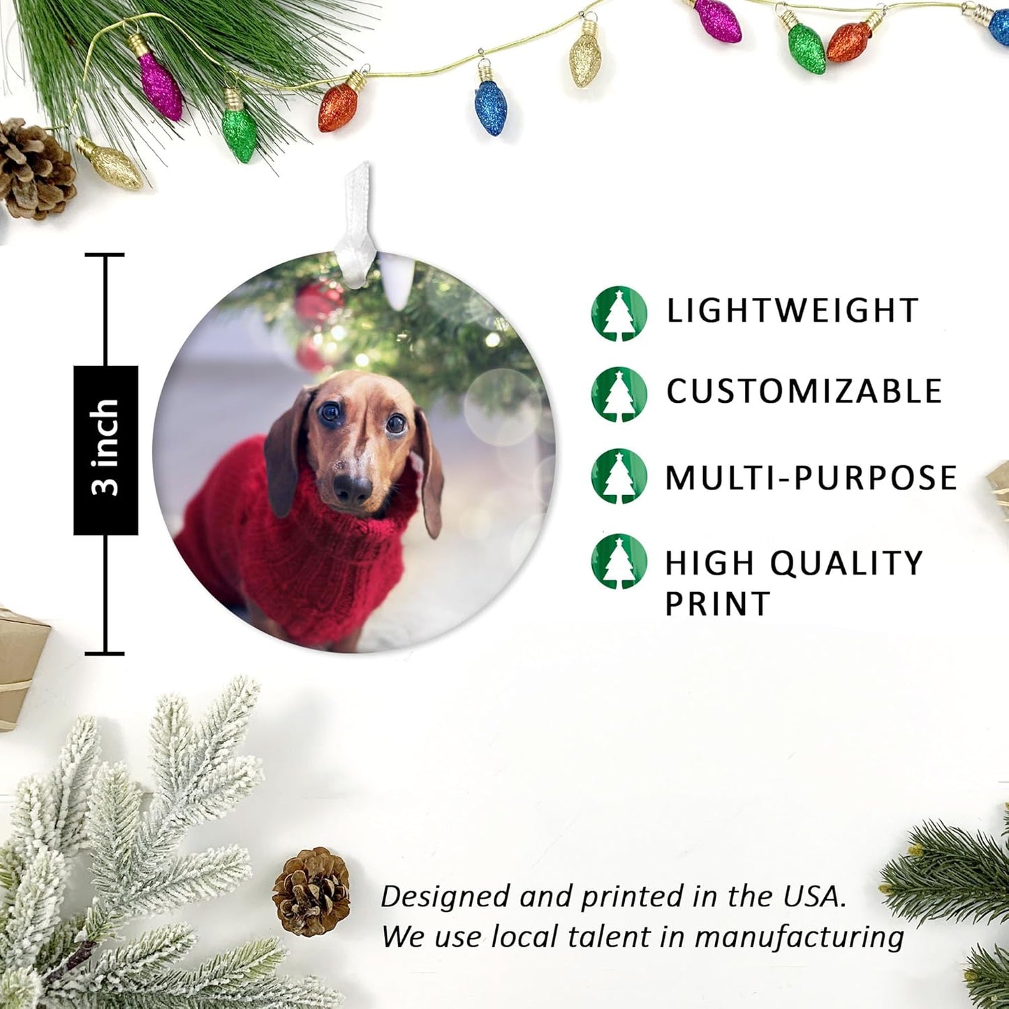 Custom Photo Christmas Ornament 2025 – Personalized Picture & Text Christmas Keepsake, Unique Gift for Newlyweds, New Parents, Baby’s First Christmas, New Home, Graduation, Milestones