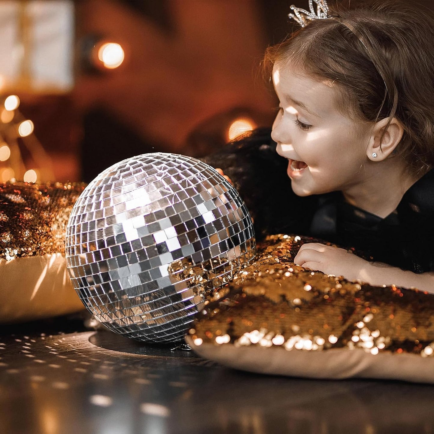 LONGKING 5664 Pieces Self-Adhesive Mirror Tiles, Square Mirror Stickers Mosaic Tiles, Glass DIY Craft Decoration, Disco Ball Tiles (Silver, A Large Roll)