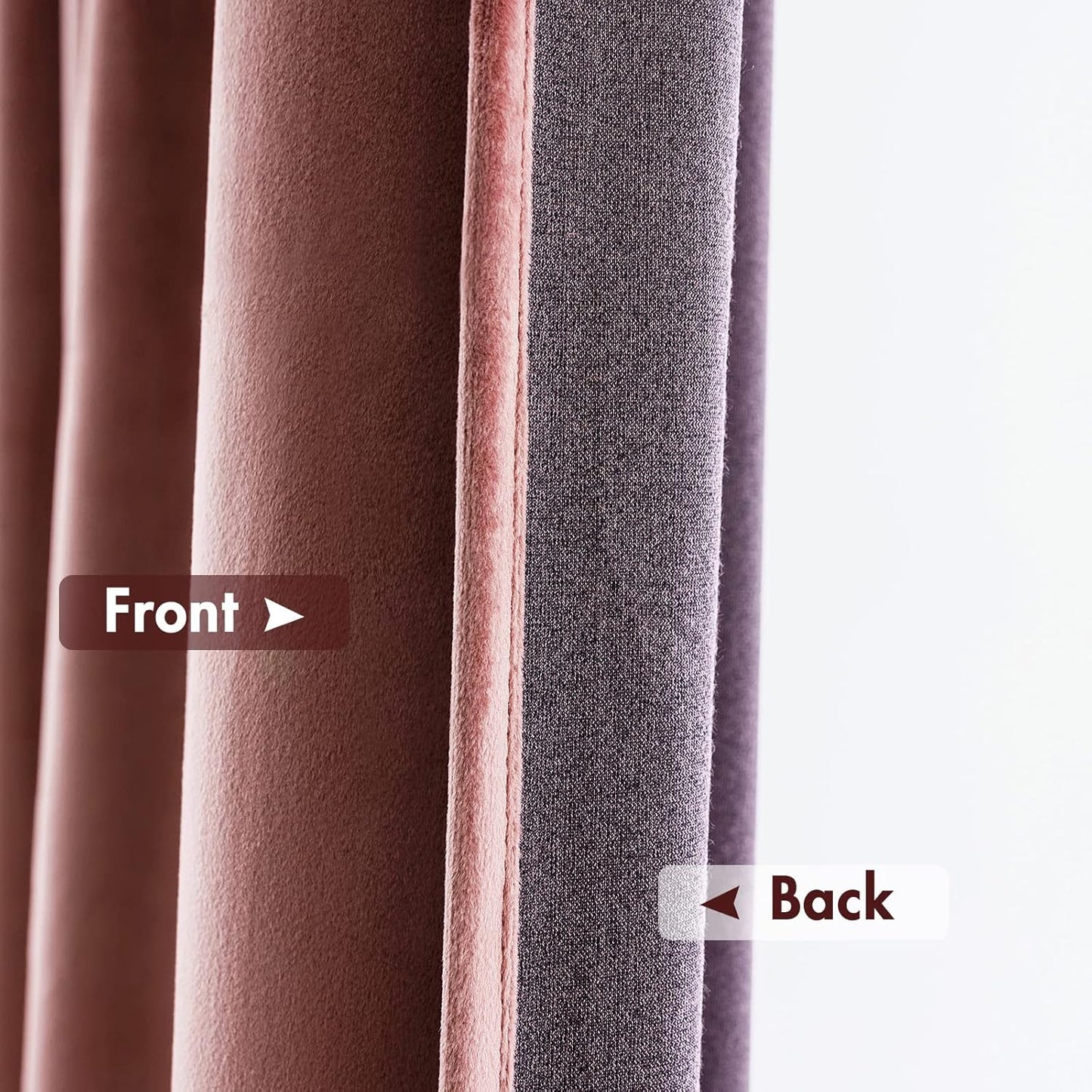 MIULEE Dusty Rose Pink Velvet Curtains Thermal Insulated Blackout Curtain Drapes for Bedroom Living Room Darkening 90 Inches Long Curtains Panels Rod Pocket Set of 2