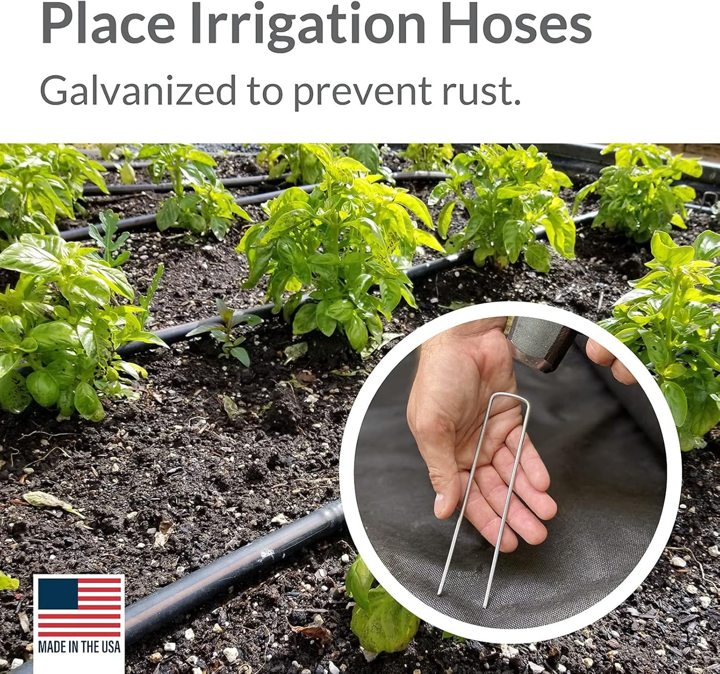 Pinnacle Mercantile 200 Pack Galvanized Garden Stakes Landscape Staples Extra Heavy Duty Sod Ground Anchors Anti Rust 6 inch Metal Pins 9 Gauge USA Made