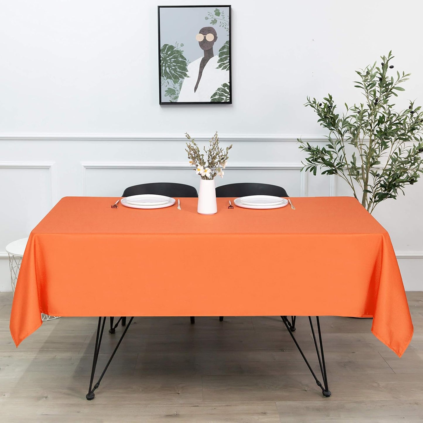 sancua Square Tablecloth - 54 x 54 Inch - Stain and Wrinkle Resistant Washable Polyester Table Cloth, Decorative Fabric Table Cover for Dining Tables, Buffet Parties and Camping, Orange