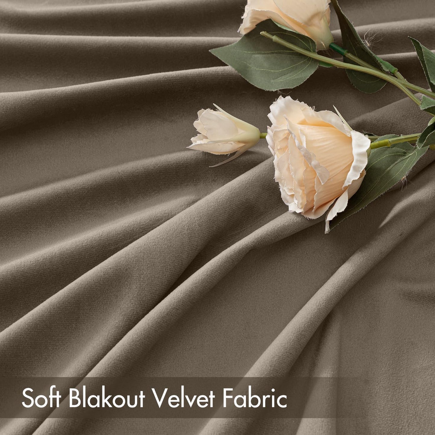 MIULEE Taupe Velvet Curtains Thermal Insulated Blackout Curtain Drapes for Bedroom Living Room Darkening 108 Inches Long Curtains Panels Rod Pocket Set of 2