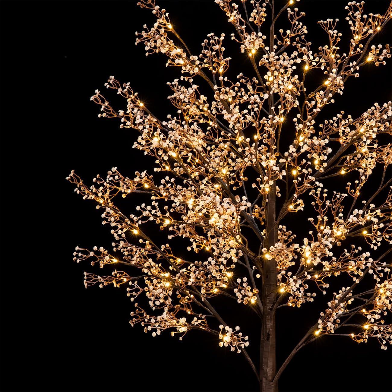 5ft Lighted Baby's Breath Tree with 128 Warm White LED Lights for Holiday Decor - Dimmable, UL Certified, Waterproof - Ideal for Indoor and Outdoor Decoration