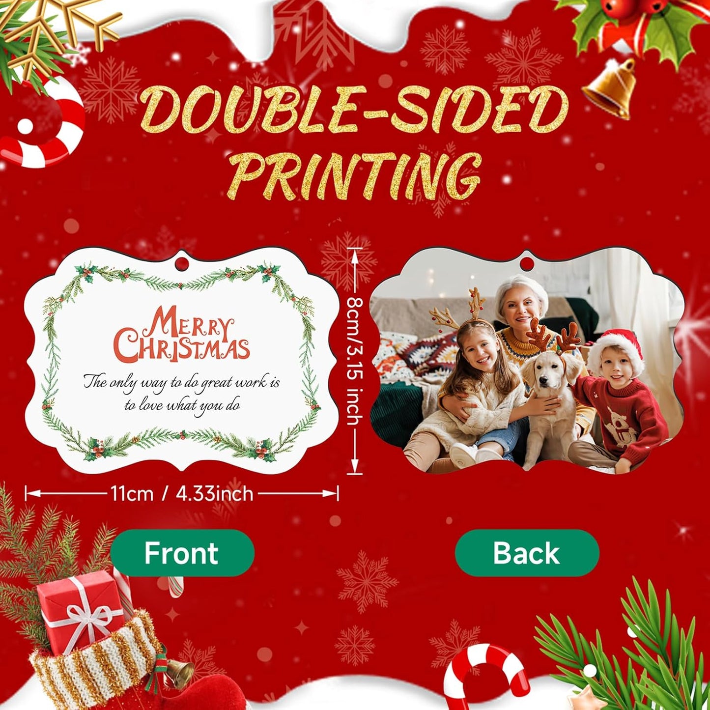 Personalized Christmas Ornaments 2025 Wood Custom Photo Picture Text Christmas Ornament Personalized Ornament Christmas Xmas Tree Decorations for Kids Couples Family Friends