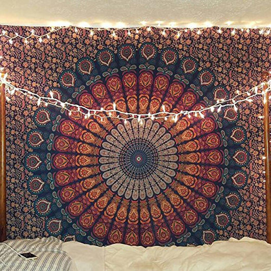 raajsee Turquoise Blue Tapestry- Tapestrys Mandala Wall Hanging- Hippie Tapestry For Bedroom Aesthetic-Size Medium (52x60 Inches / 132x152 Cms)