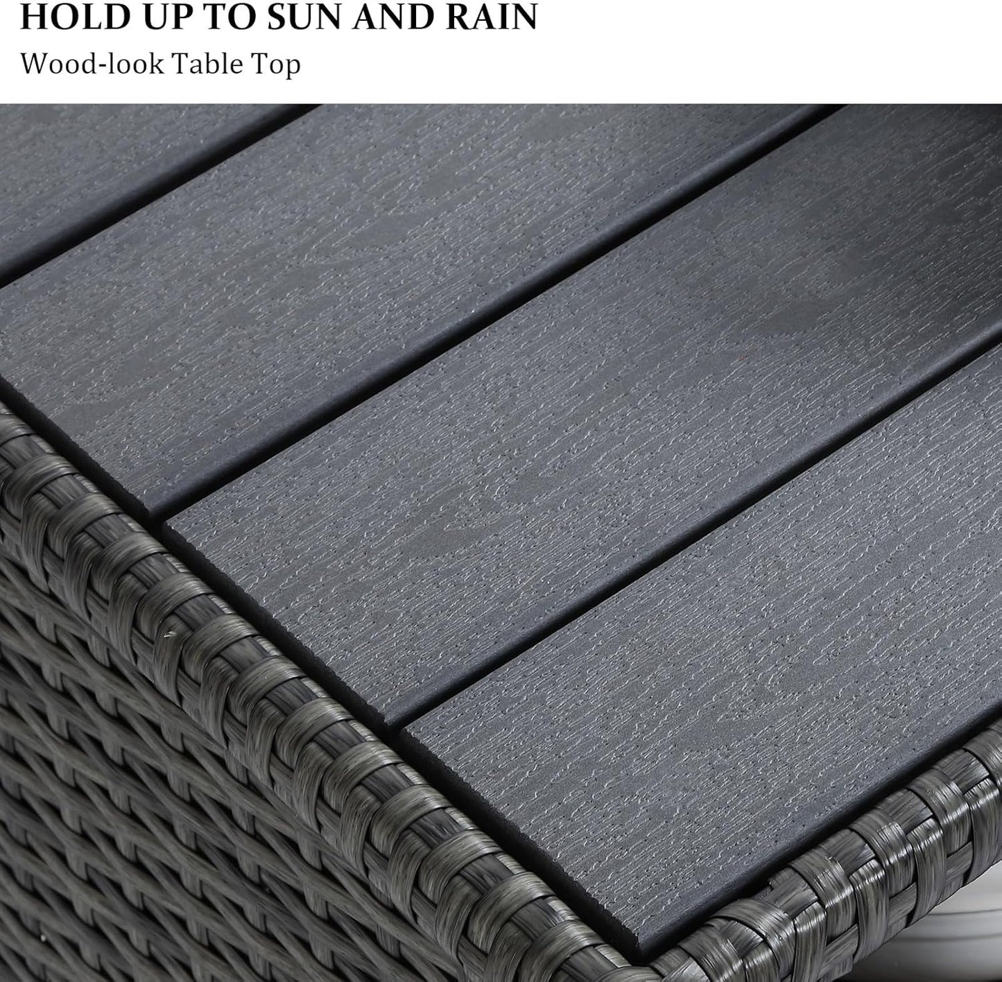 Outdoor Wicker Storage Cabinet,Patio Bar Table with Wheel, Outdoor Buffet Cabinet Movable, Garden Weather-Proof Bar Table/Cart for Indoor&Outdoor (Morden Gray)