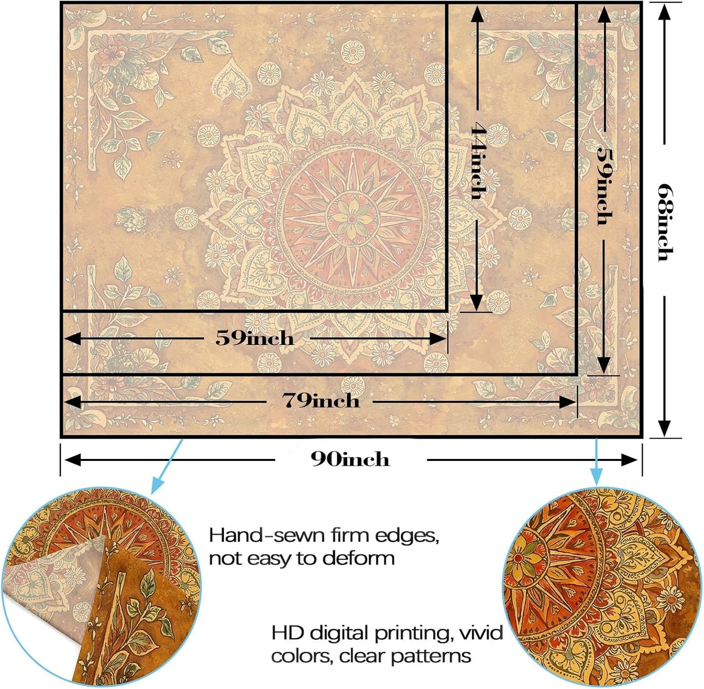 Lunerfex Floral Mandala Tapestry Boho Tapestry for Bedroom Brown Tapestries Wall Hanging Living Room Wall Art and Home Decor 44x60