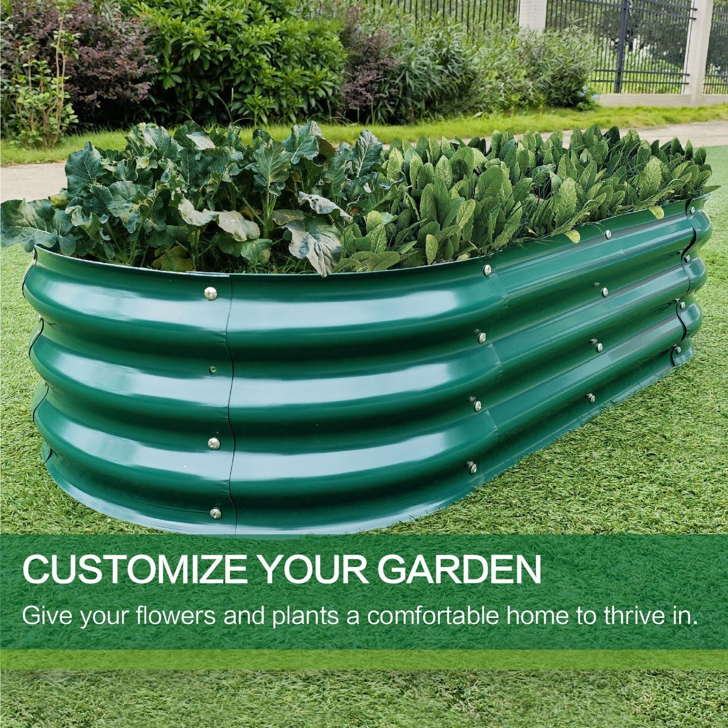 Gardmax 2 Pack Galvanized Raised Garden Bed, Lightweight Planter Boxes Outdoor with Easy Assembly, Large Garden Bed for Vegetables, Fruits, Flower Dark Green