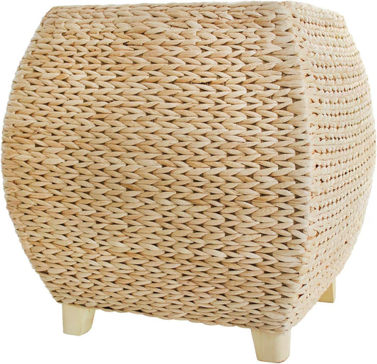 Square Poufs Ottoman,Hand Woven Natural Braided Cattail Ottomans Pouf for Patio,Home,Office,Living Room,Bedroom Indoor Outdoor Porch,Seagrass Footstool/Floor Accent Chair,Ottoman Foot Rest (Square)