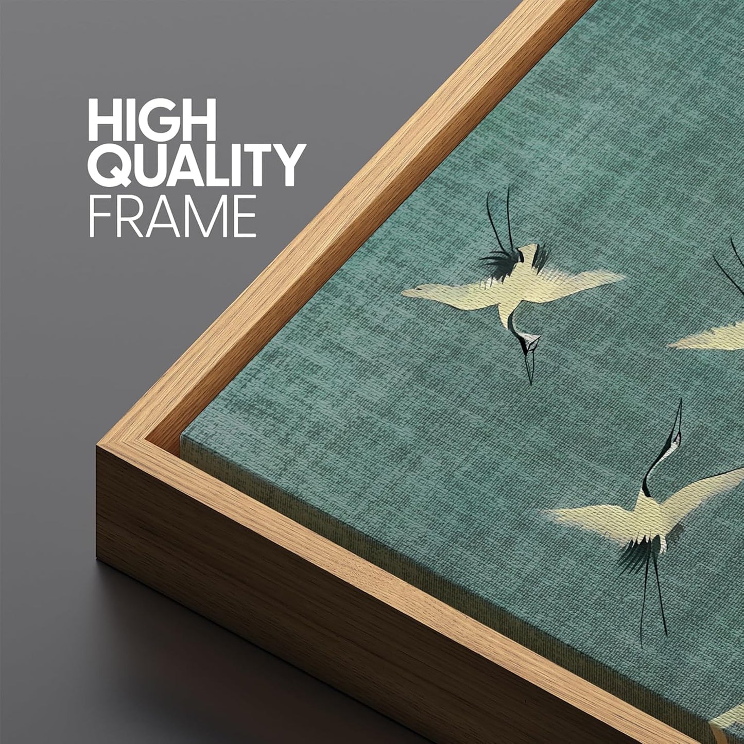 MUDECOR Large Framed Canvas Print Wall Art Serene Skies White Birds in Flight on Teal Antique Retro Fine Art Illustrations Decorative Colorful for Bedroom - 60"x20"