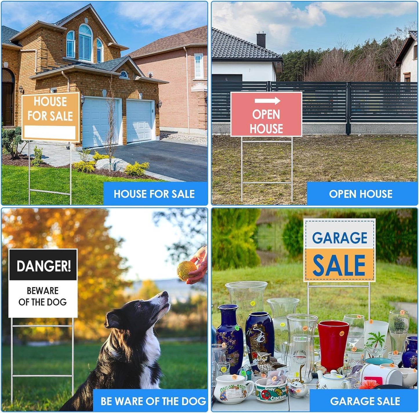 12 Pcs H Stakes for Yard Signs 30'' x 10'' Metal Heavy Duty H Frame Wire Stakes Weatherproof Metal Holder for 4mm 5mm Corrugated Signs Advertising Board Guidepost Yard Halloween Decor