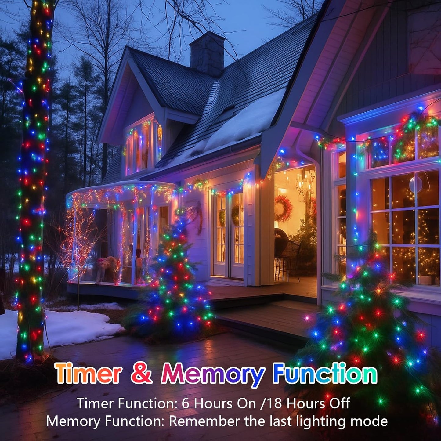 2 Pack String Lights Battery Operated with Timer, 66FT 200 LED Waterproof Battery Twinkle Lights, 8 Modes Fairy Light for Indoor & Outdoor Party Bedroom Garland Tree Christmas Decorations (Multicolor)