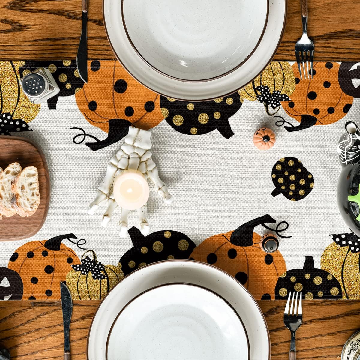 Artoid Mode Halloween Jack-O-Lantern Pumpkin Table Runner, Holiday Kitchen Dining Table Decoration for Indoor Outdoor Home Party Decor 13 x 90 Inch