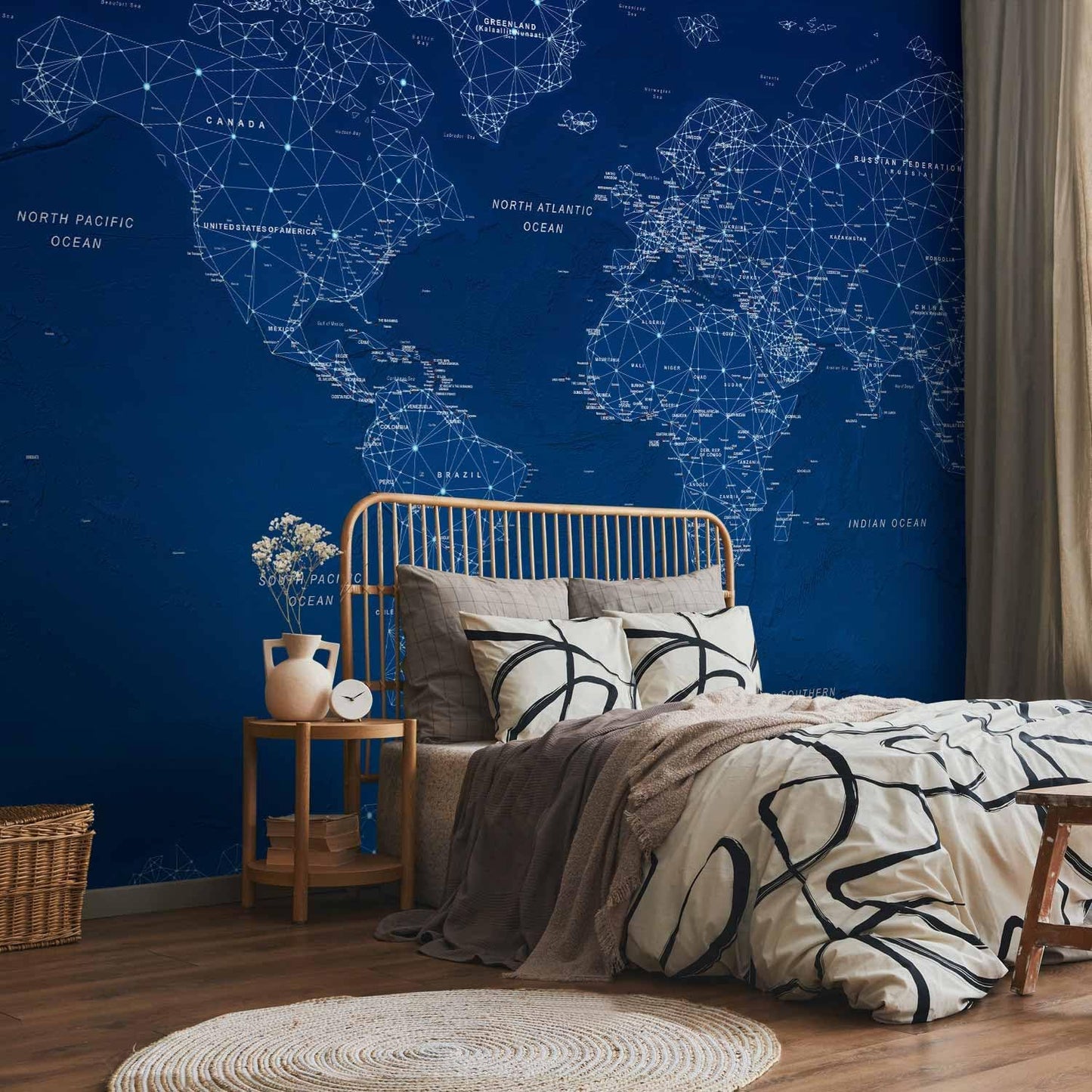 artgeist Wall Mural World Map 154x110 in - XXL Peel and Stick Self-Adhesive Wallpaper Removable Large Sticker Foil Wall Decor Print Picture Image Design Map of The World k-A-0125-a-a