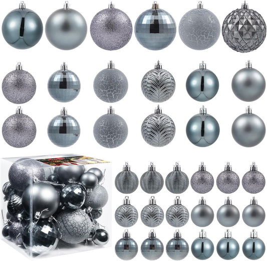 LANGXUN 36pcs Gery Christmas Tree Decorations Balls, Bolas De Navidad, 2025 Christmas Decor, Indoor Outdoor Shatterproof Christmas Ornaments, Xmars Party Wedding Suppiles