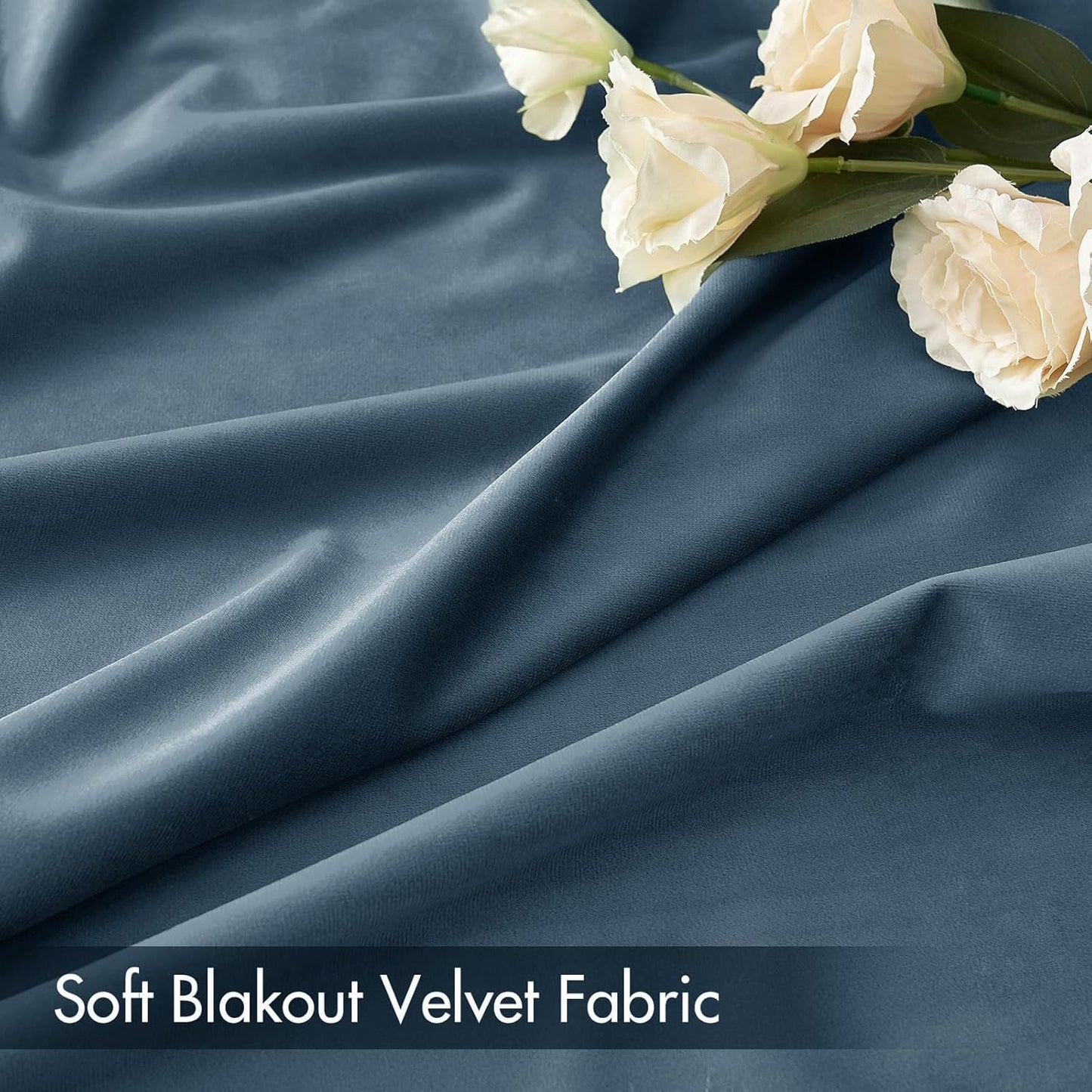 MIULEE Dark Slate Velvet Curtains Thermal Insulated Blackout Curtain Drapes for Bedroom Living Room Darkening 96 Inches Long Curtains Panels Rod Pocket Set of 2