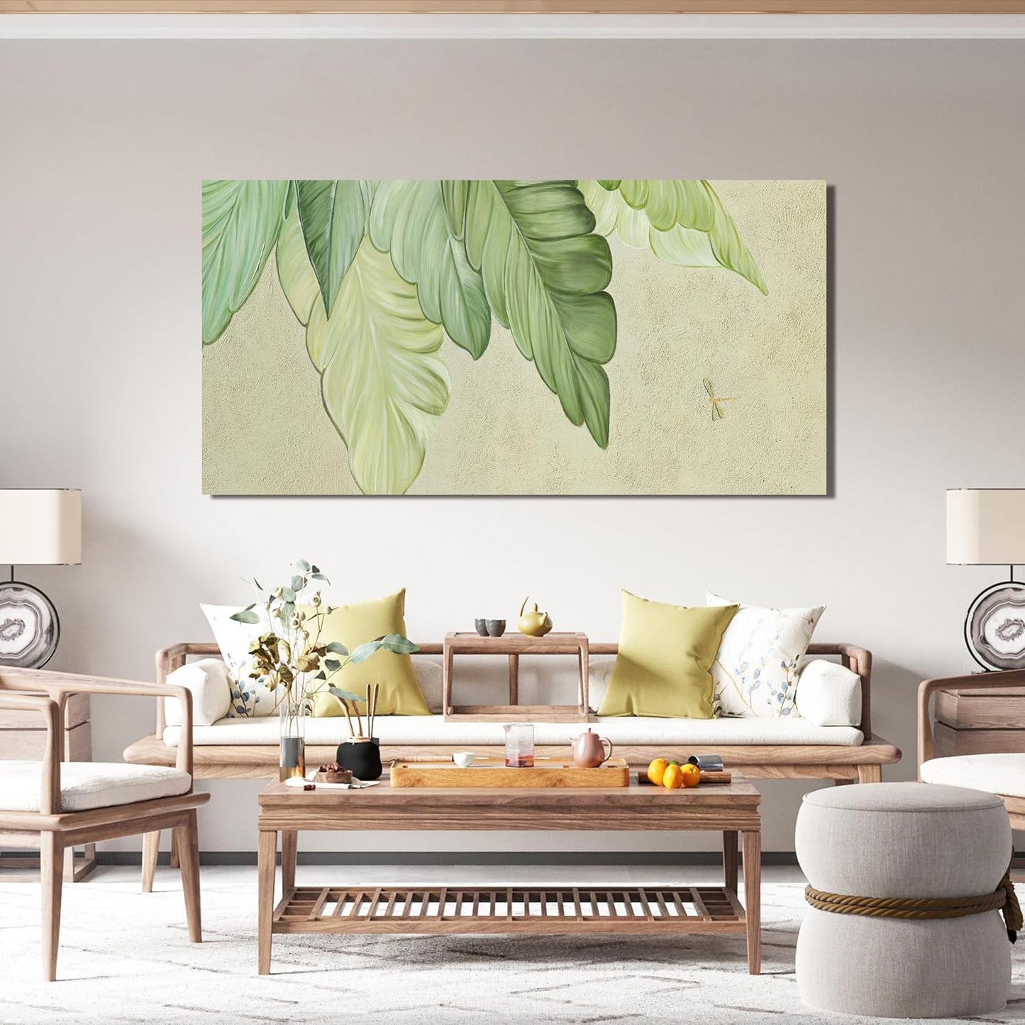 Canvas Wall Art Decor Modern Green Wall Art Prints Wall Art Pictures for Living Room Art Work for Wall Decor Boho Botanical Wall Art Decorations Artwork for Walls Bedroom Office Decor 20" X 40"