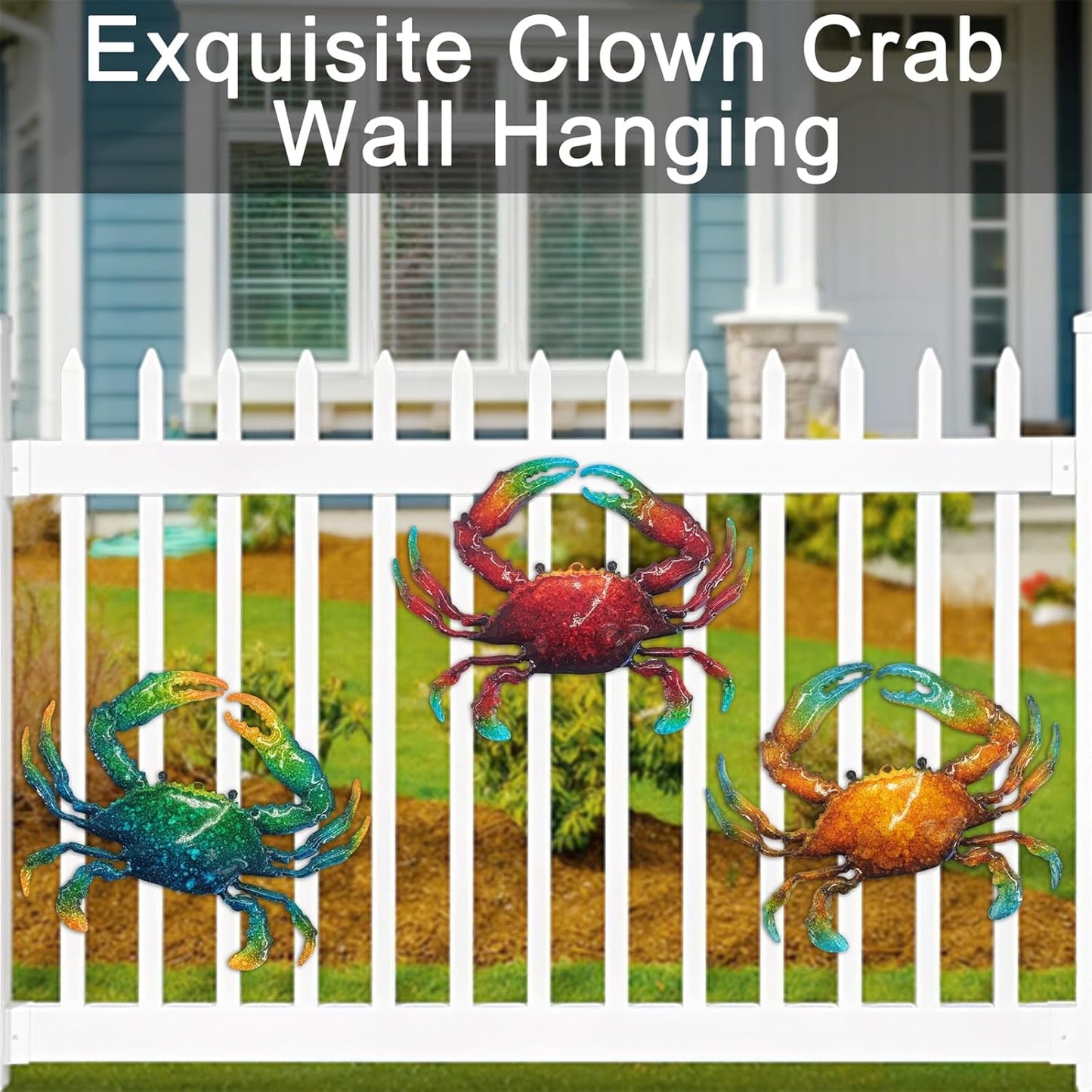 John's Studio Metal Crab Sea Wall Decor Outdoor Garden Hanging Art Sculptures Home Ocean Theme Decorations for Kitchen Bathroom and Pool - 3 PCS