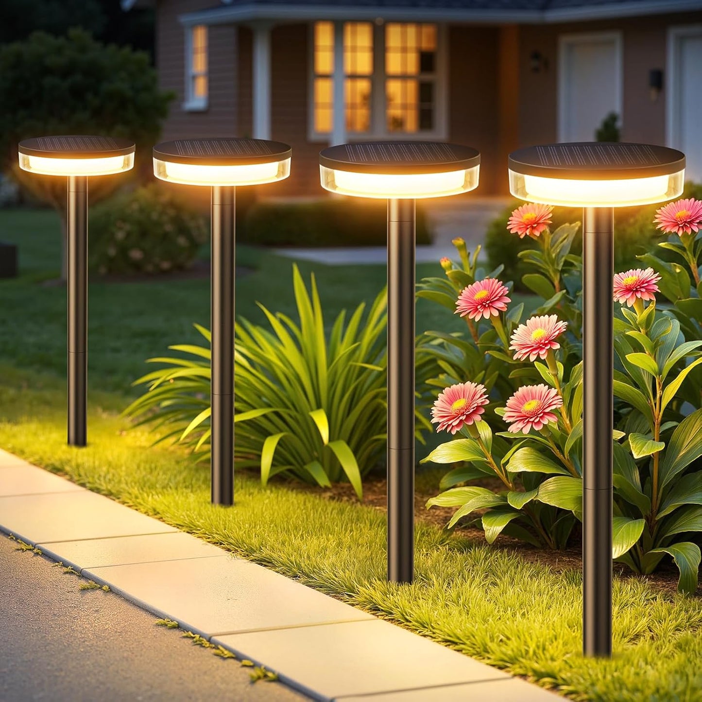 LETMY Solar Pathway Lights Outdoor, 6 Pack 2X Brighter Solar Lights Outdoor Waterproof, Taller Pathway Light with Larger Panel, Auto On/Off Up to 12Hrs Driveway Light for Yard Outside Patio Path Lawn