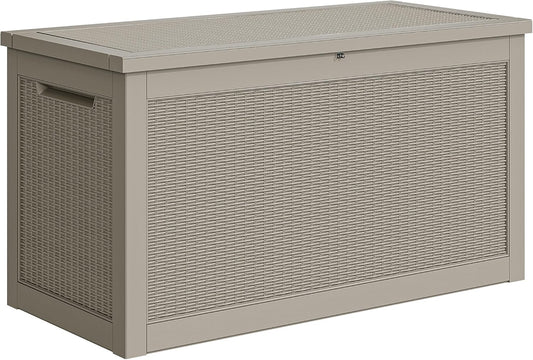 YITAHOME 260 Gallon XXL Large Deck Box, Outdoor Resin Storage Box, Lockable Storage Container for Patio Cushions, Furniture, Garden Tools, Water Resistant (Brown)