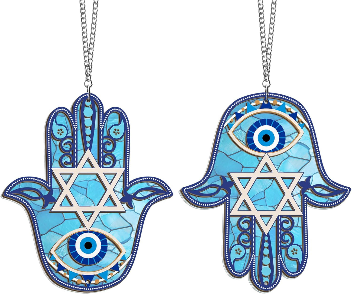 FLAGWIX Hanukkah Gifts for Men, Women - Christmas, Birthday Gifts for Mom, Friends, Hamsa Hand Home Decor, Good Luck, Spiritual, Housewarming Gift Ideas - Single Window Suncatcher Hanging Decorations