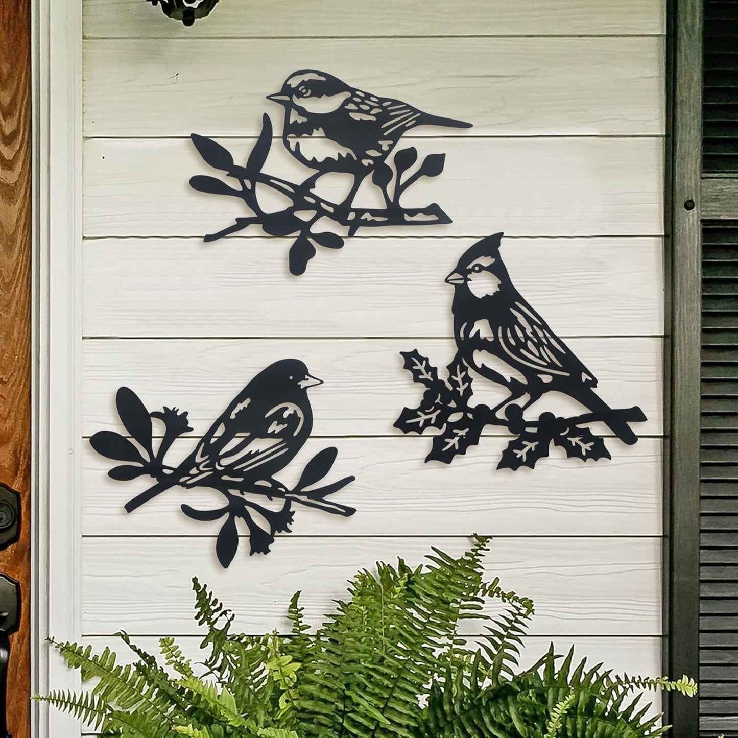 Limygus Wall Art Metal Bird Silhouette Decoration, Set of 3, Nature Style, Waterproof, Indoor Outdoor, for Patio Garden Bedroom Living Room