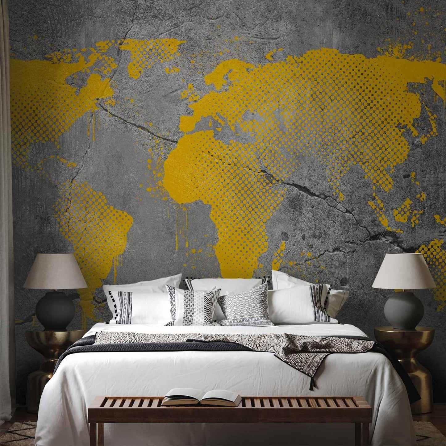 artgeist Wall Mural World Map 79x55 in - XXL Non-Woven Wallpaper Fleece Wall Decor Photo Print Picture Image Design Map of The World k-A-0494-a-a