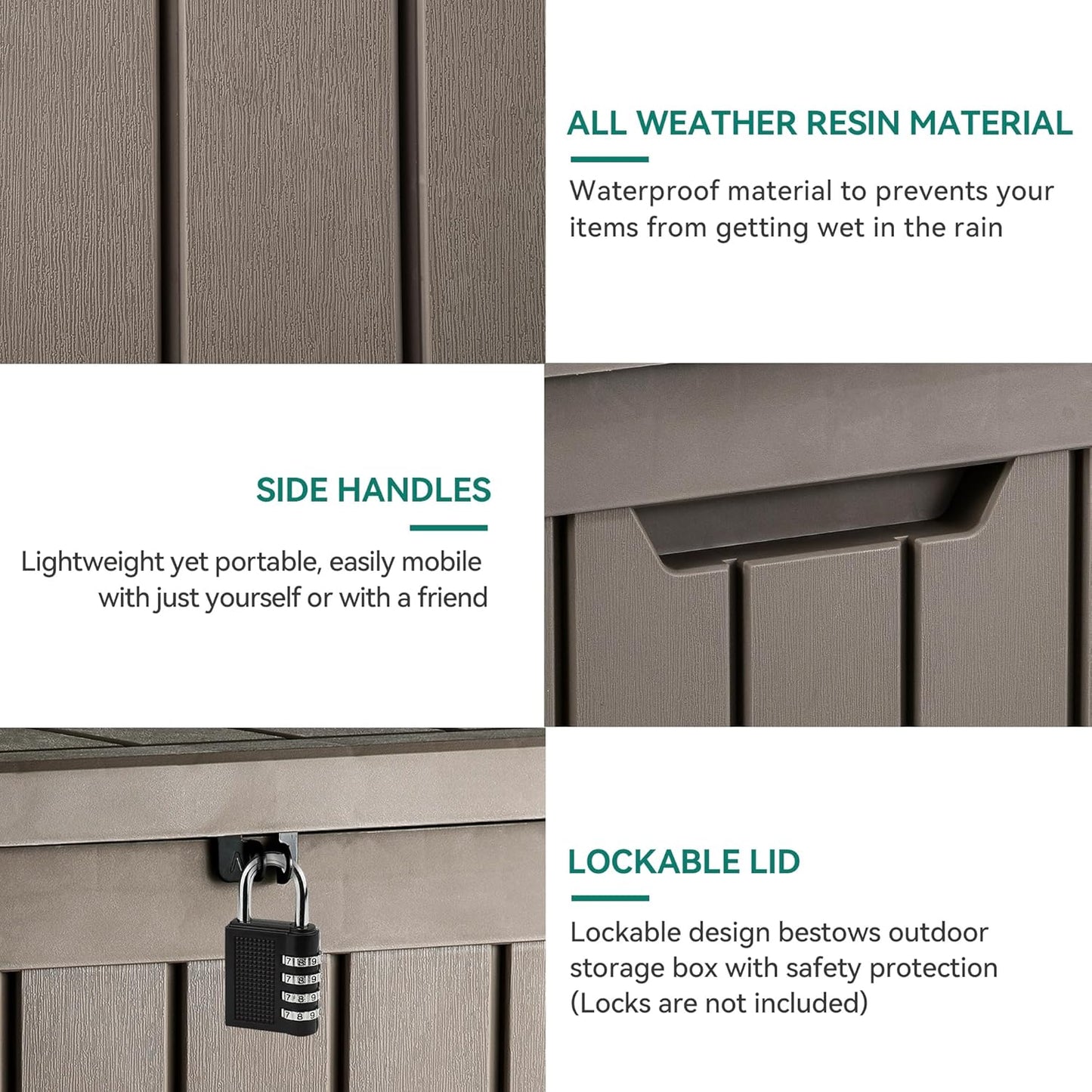 YITAHOME 51 Gallon Outdoor Storage Deck Box, Waterproof Resin Package Delivery and Storage Box with Lockable Lid for Patio Furniture Cushions, Pool Accessories, Garden Tools, Taupe