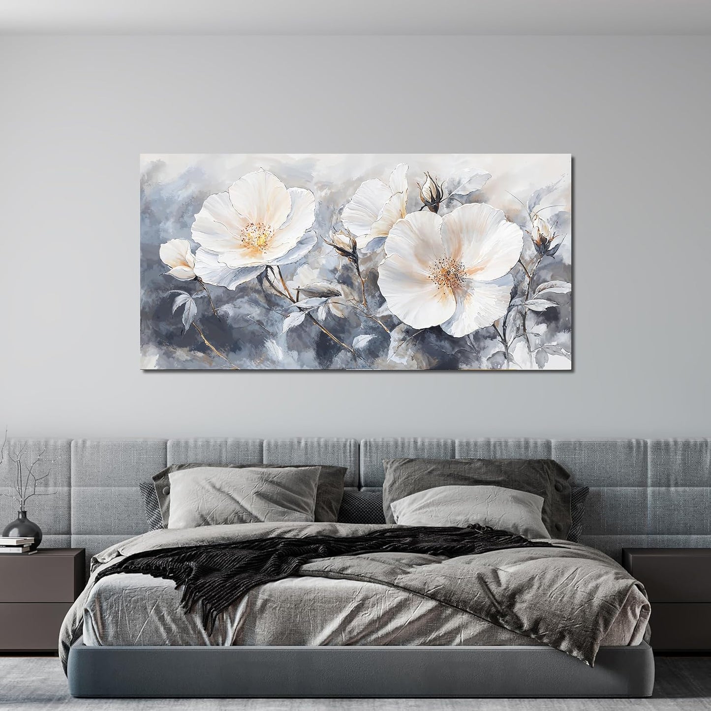 Canvas Wall Art Decor Large Black and White Wall Art Decorations Vintage Flower Wall Art Prints Wall Art Pictures for Living Room Canvas Art Wall Decor Artwork for Walls Home Office Decor 24" X 48"