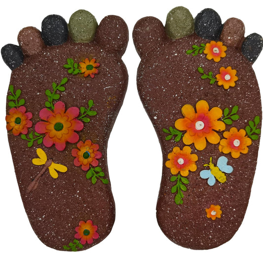 Stepping Stones Outdoor - Garden Decorative Stones for Patio, Deck, Garden or Sidewalk Home Decor Footprint Shaped Stepping Stones Set of 2 （Dark Brown）