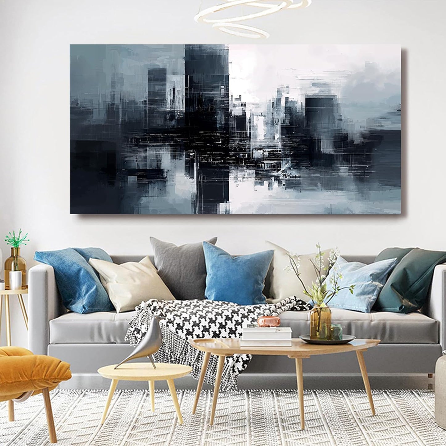 Abstract Canvas Wall Art Decorations Black and White Canvas Wall Art Decor Modern Abstract Wall Art Prints Decorations Wall For Living Room Decor Pictures For Bedroom Office 20" X 40" Ready to Hang